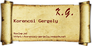 Korencsi Gergely névjegykártya